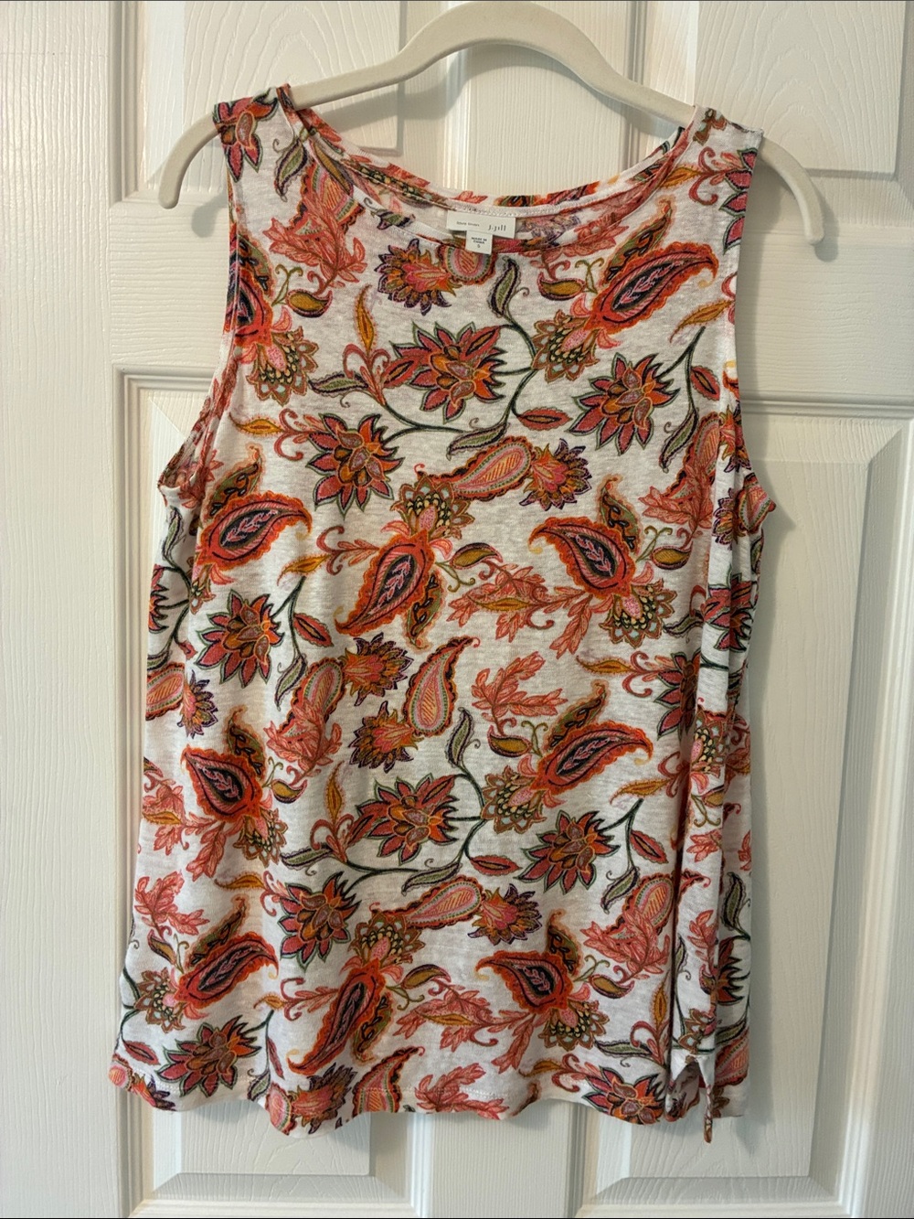 J. Jill Paisley Floral Sleeveless Tank in White, Orange & Pink